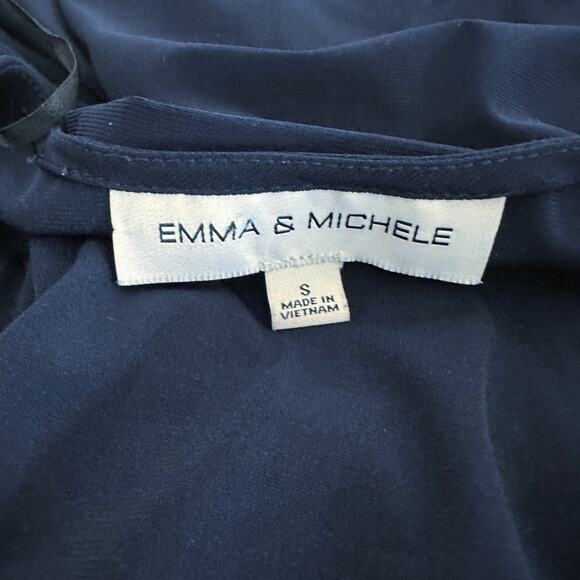 Emma & Michele Romper WMNS S Blue Sleeveless Faux Wrap V-Neck Wide Leg Stretchy - Picture 5 of 7